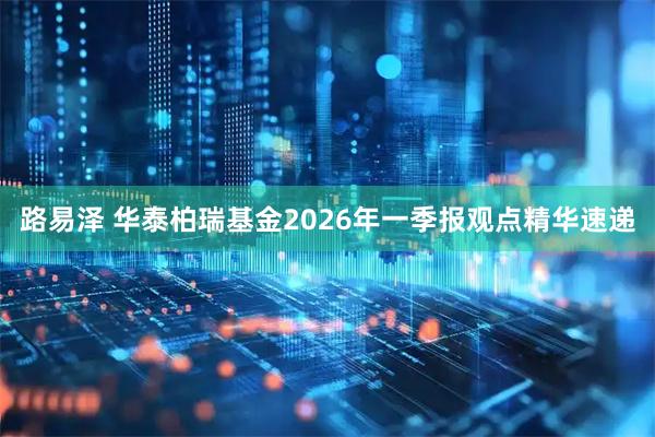 路易泽 华泰柏瑞基金2026年一季报观点精华速递