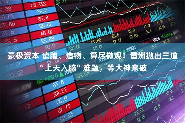 豪极资本 读脑、造物、算尽微观！琶洲抛出三道“上天入脑”难题，等大神来破